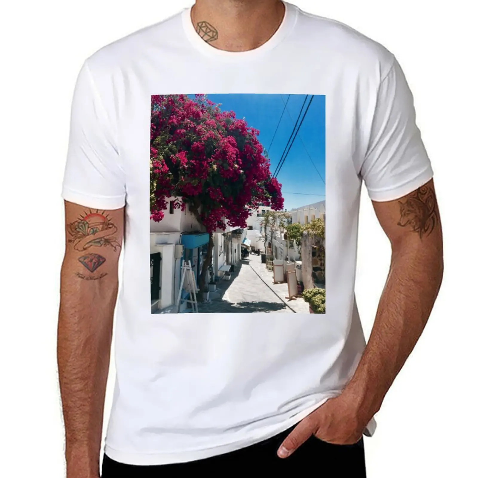 تي شيرت Naxos Island تي شيرت قطني عالي الجودة تي شيرت رجالي برسوم جرافيك