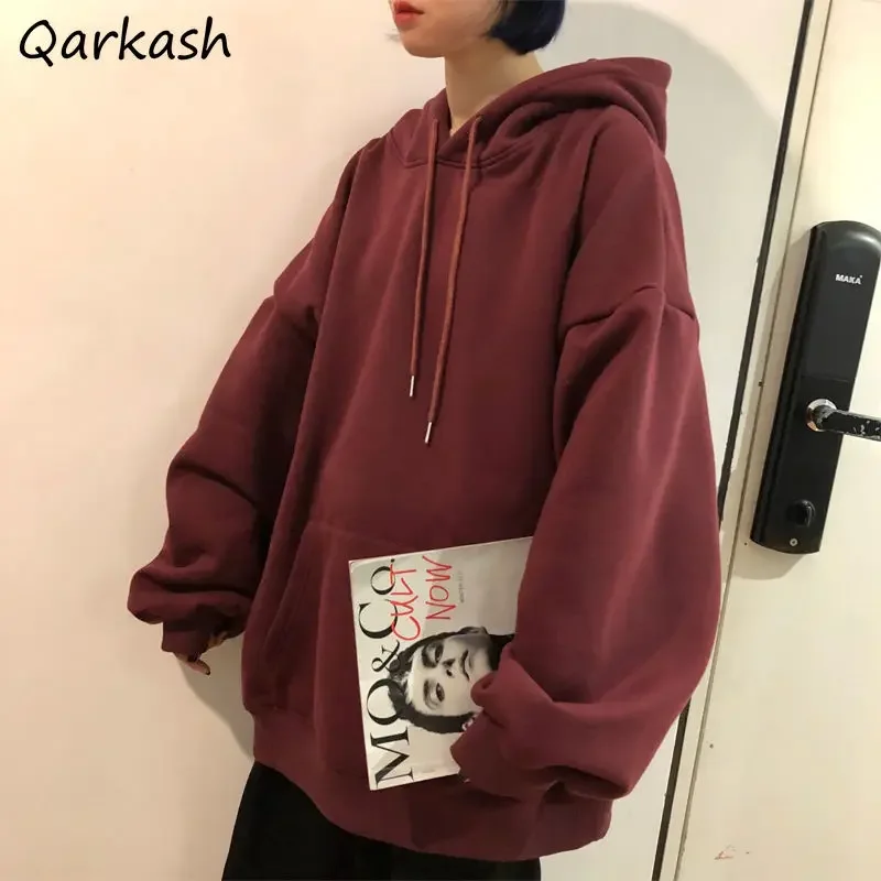 

Hoodies Women Loose Ulzzang Vibe Hooded American Style College Harajuku Fashion Design Streetwear Winter Pockets Unisex Leisure