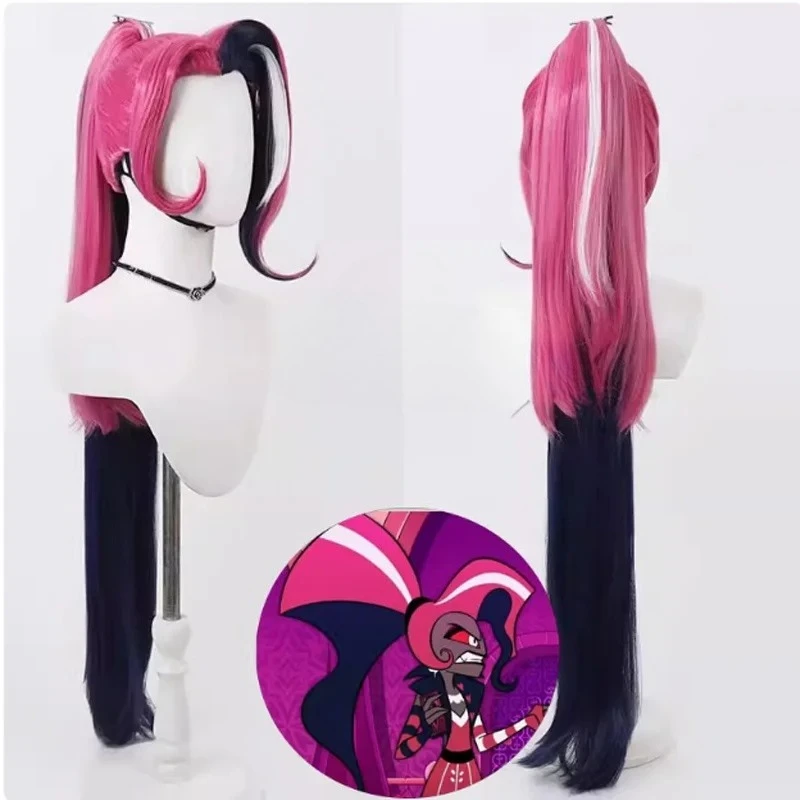 Game Hazbin Velvette Cosplay Anime Cosplay Perücke 100 cm lang hitzebeständiges Kunsthaar Halloween