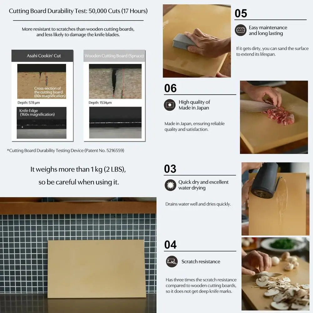 

Japanese Asahi Cookin' Cut Rubber M Cutting Board, Home Kitchen, 15x8.3x0.5 inches (38x21x1.3cm)