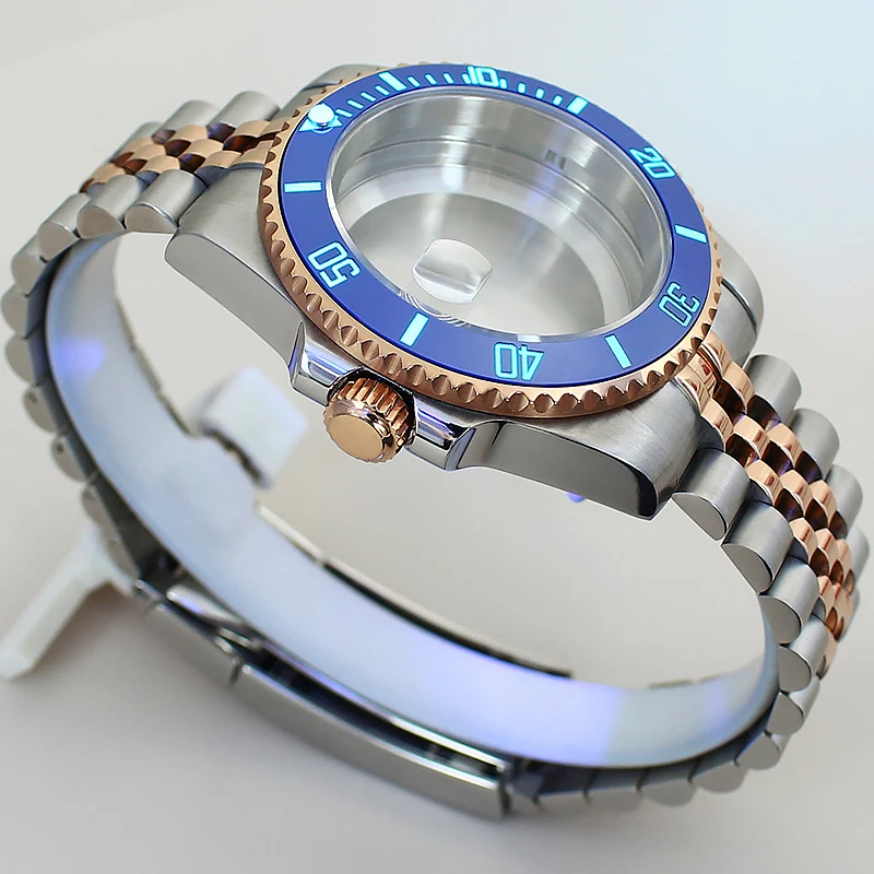 40mm 200m impermeable NH34 NH35 NH36 caja de reloj accesorio cristal de zafiro para NH35 NH36 Miyota8215 2824 C3 inserto de bisel de cerámica