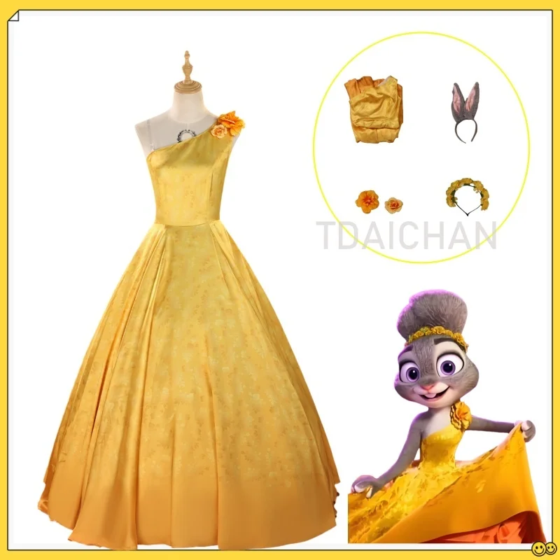 

Костюм Джуди для косплея Джуди 2, желтое платье, униформа кролика, Хэллоуин, карнавал, вечерние, рождественские платья для женщин и девочек, Hopps, 4 шт./компл.