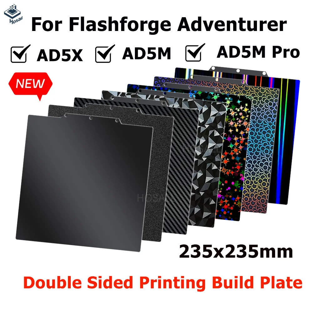 

Текстурированная объединительная пластина PEI для 3D-принтера Adventurer 5X/5M Adventurer 5M Pro, внутренняя пластина PEI 235x235 мм для 3D-принтера Flashforge