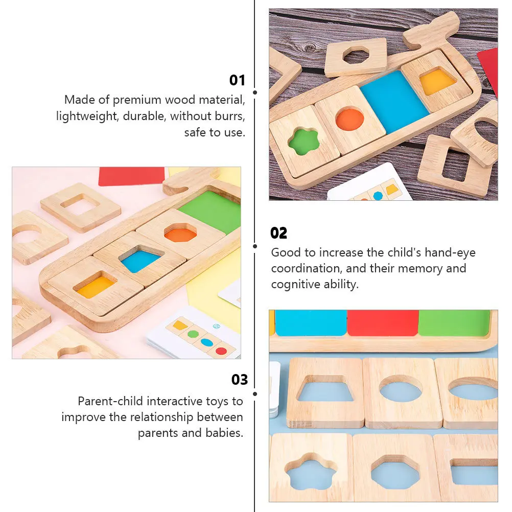 1 set 1 Set Balena Puzzle geometrico Legno Colore Forma Riconoscimento Gioco educativo Strumento di apprendimento per bambini Puzzle Rompicapo Bambini