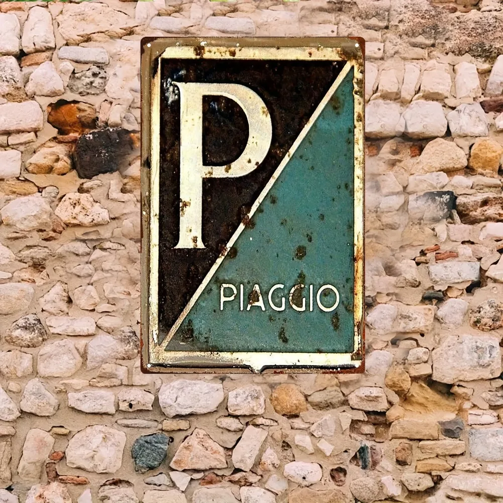 مسطح ثنائي الأبعاد - لوحة لافتة معدنية عتيقة من بياكونسينو مقاس 8 × 12 بوصة |   ديكور حائط حديدي ريفي بتصميم P وحرف P |   مثالية لغرفة النوم