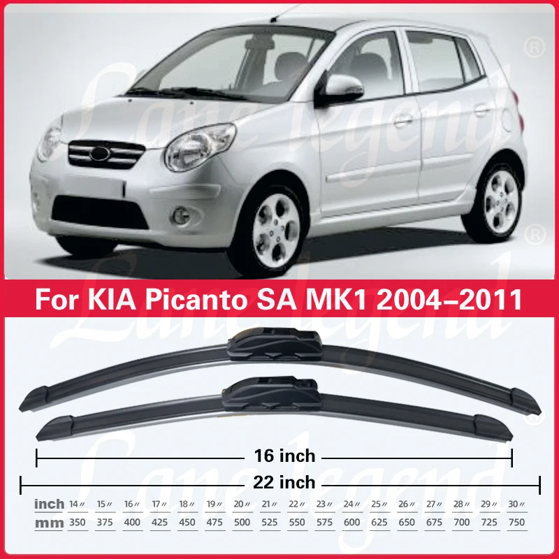 For KIA Picanto SA MK1 2004-2011 Car Front Rear Wiper Blades Soft Rubber Windscreen Wipers Windshield 22\