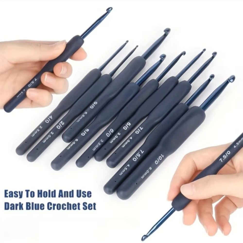 23pcs Ergonomic Crochet Hooks Set Comfort Grip Knitting Needles with Stitch Markers Large Eye Yarn Needles for DIY Craft