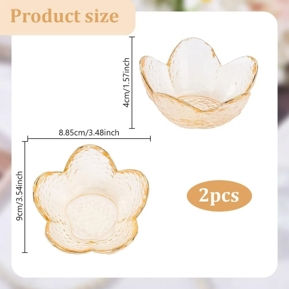 2 pezzi di vetro per gioielli, vassoio per gingilli, 3.48x3.54x1.57 pollici, anello per fiori arancioni, portapiatti, piccola chiave, ciotola in vetro estetico