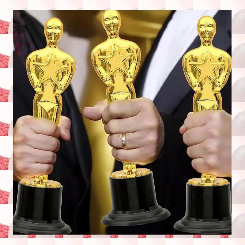 

12 Pack Plastic Gold Award Trophies For Party Decorations, Party Favors, Movie Night Party Favor, School Award Gold+Black