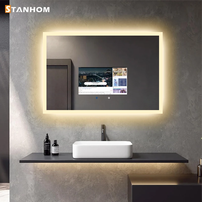 Lustro inteligentne STANHOM do łazienki z ekranem dotykowym Android WiFi i telewizorem