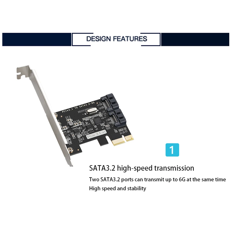 Cartão de Expansão PCI-E SATA, Riser Card, 6 Gbps, Adaptador PCI-E Sata, Desktop Conversor PCIe, PCI E Sata Card Controller, Chip JMB582