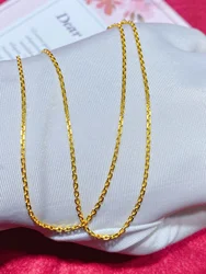 24K Pure Gold Necklace Real AU 999 Solid Gold Chain Brightly Simple Upscale Trendy Classic Fine Jewelry Hot Sell New 2025