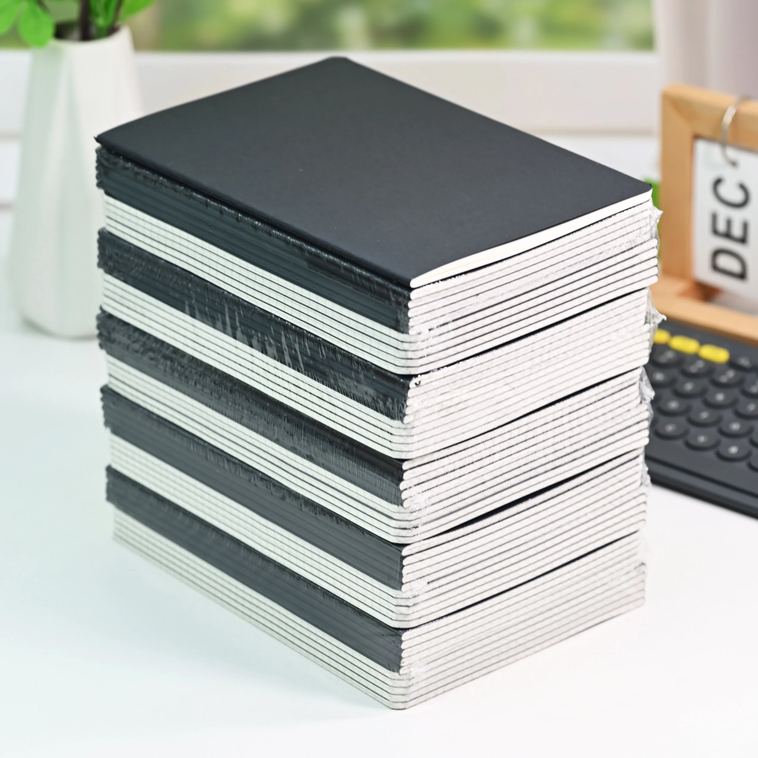 1PC A5 Black Kraft Cover Notebook 36 Sheets 72 Pages Lined Grid Blank Journal Notebook, Bulk Softcover Memo Notepad For School