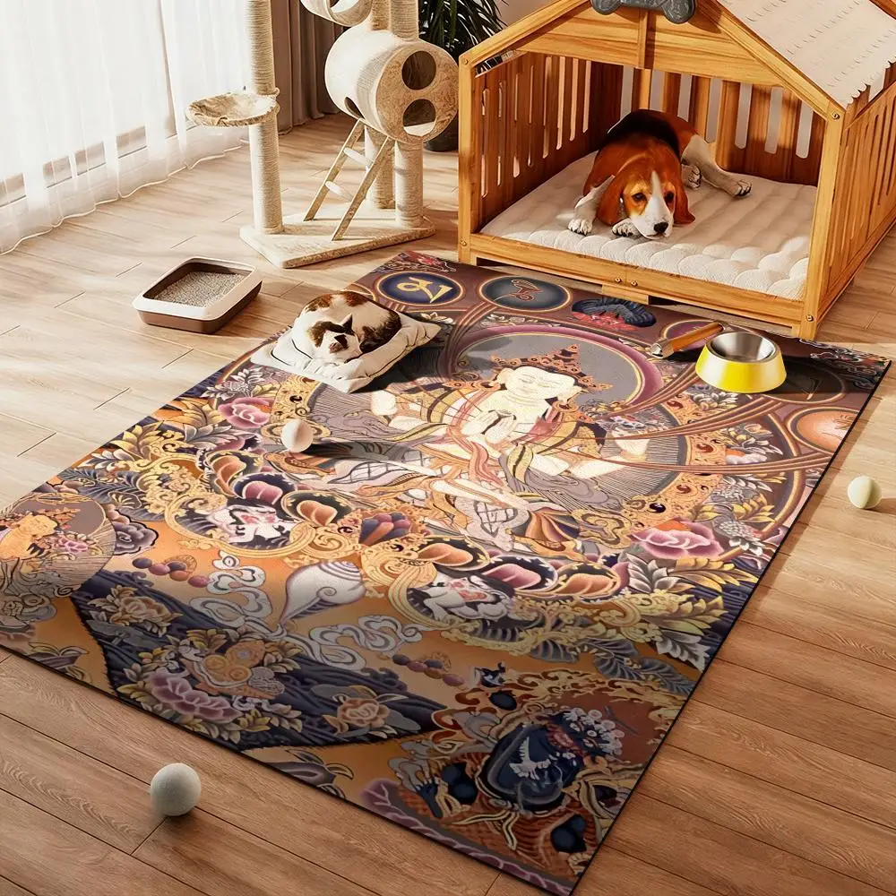 

Buddhism Buddhist Buddha statue Floor Mat Diatom Bath Mat Absorbent Quick Dry Non-Slip TPR Backing Soft Plush Draining Rugs