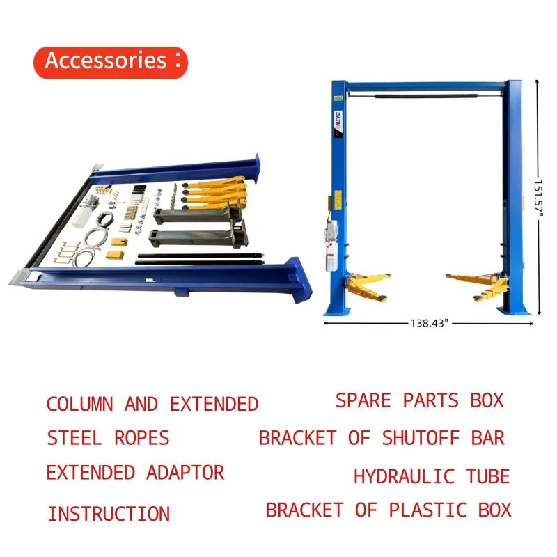 

5-ton lifting 10000 pound hydraulic bipolar car lift, low ceiling double column car lift
