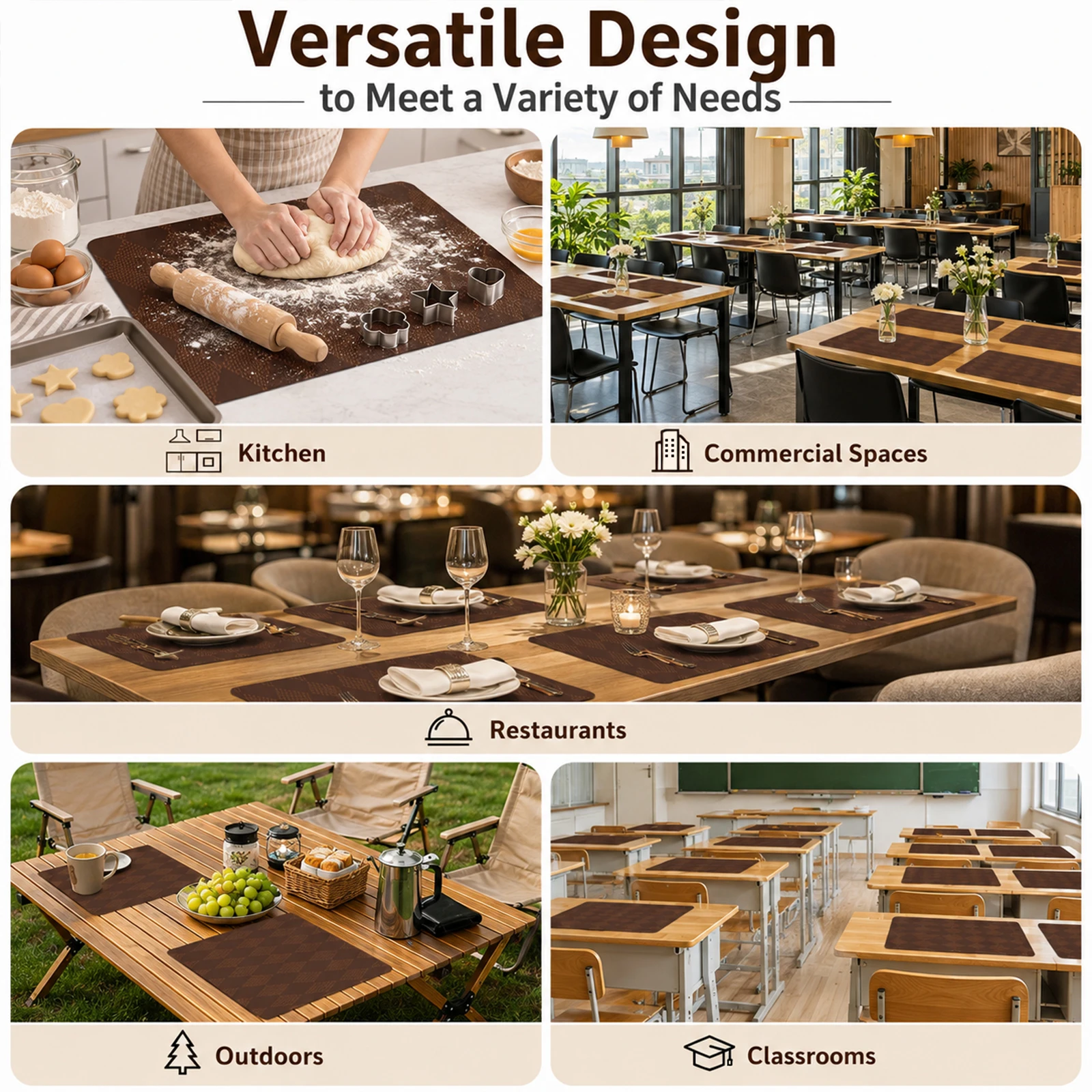 Luxury Silicone Leather Table Mat Waterproof Oil Resistant Dining Placemat Heat Resistant Kitchen Desk Protector Easy Washable P - view 6