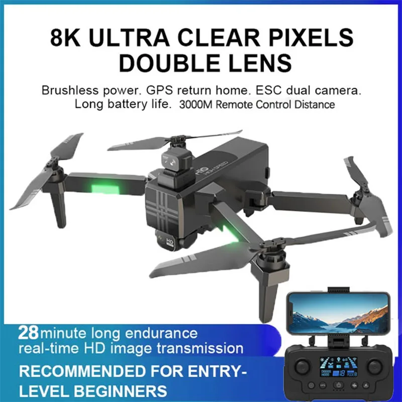 H10 original drone gps real time transmission 4k esc camera 3 axis gimbal big drones 3km drone long range flying smart homing