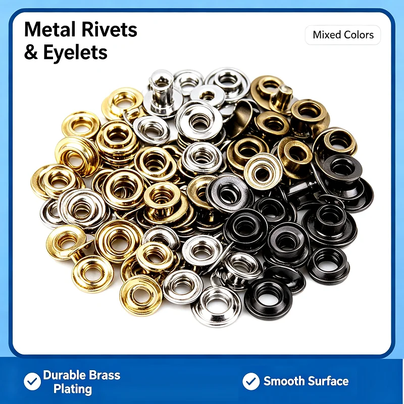 100Pcs Double Cap Metal Rivets Copper Studs Leather Craft DIY Fasteners for Bag Shoe Clothing Decoration
