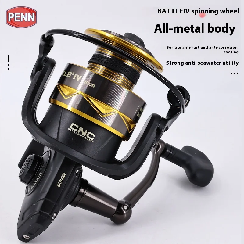 PENN Battle IV3000 4000 5000 6000 5.6:1 11.3KG Mulinello da spinning interamente in metallo Mulinello da jigging per pesca in mare in alluminio per esche da lancio lunghe