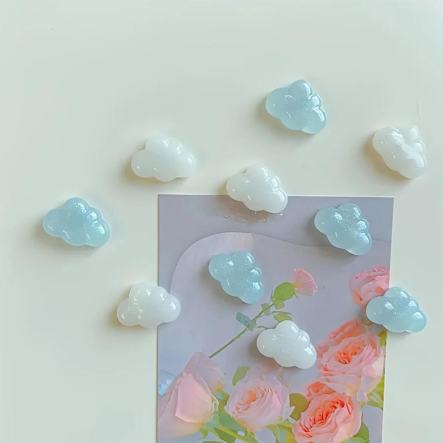6pcs Cloud Refrigerator Magnets - Reusable, Colorful Cloud-Shaped Magnets for Fridge, Perfect for Christmas