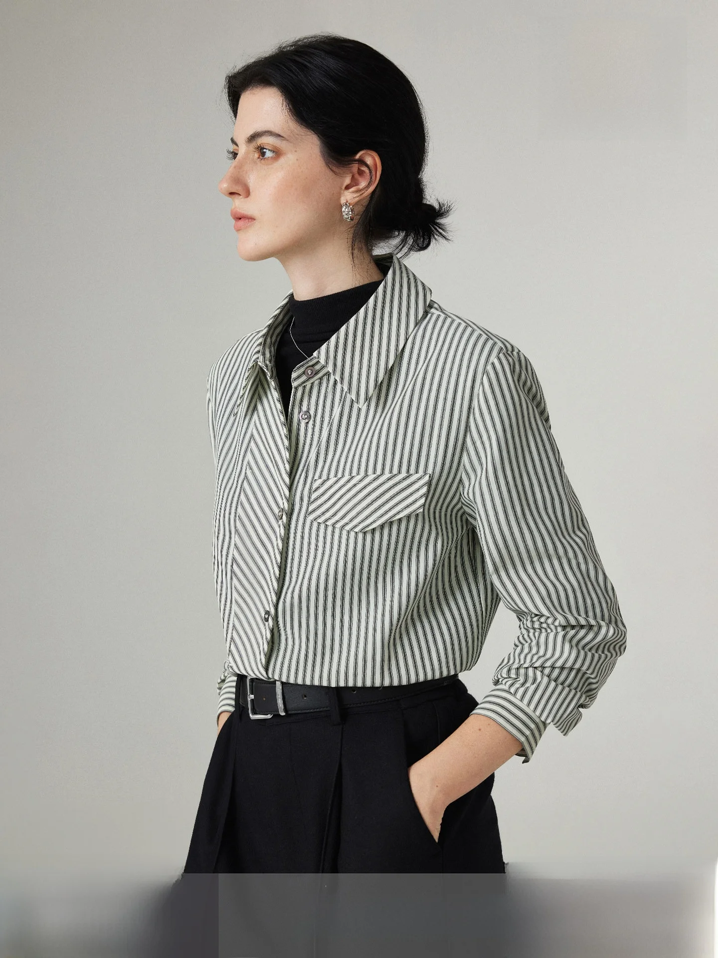 

Женская рубашка Aiko для дома и офиса, простая, в полоску, для повседневной носки, свободного кроя, из хлопка и полиэстера, с длинными рукавами, на пуговицах