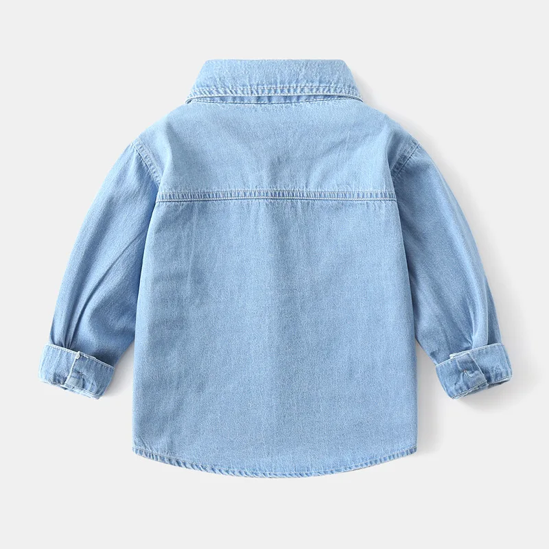 DIMUSI Spring Boy's Shirt Outdoor Casual Pure Cotton Breathable Kids Tops Fashion long sleeved denim Shirt Children's Clothing