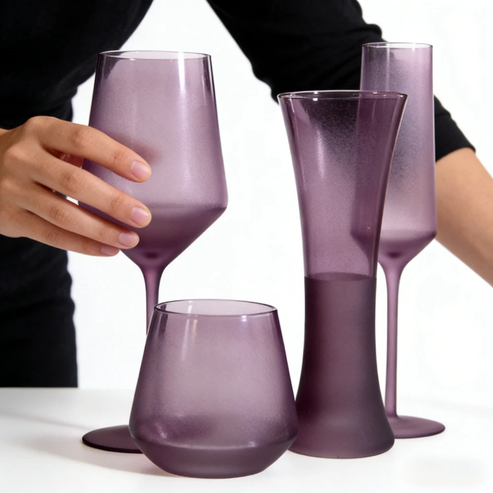 High-quality Appearance Level Exquisite Purple High-end Crystal Red Wine Cup, Luxury Wine Set, Stylish and Simple Tall Glass
