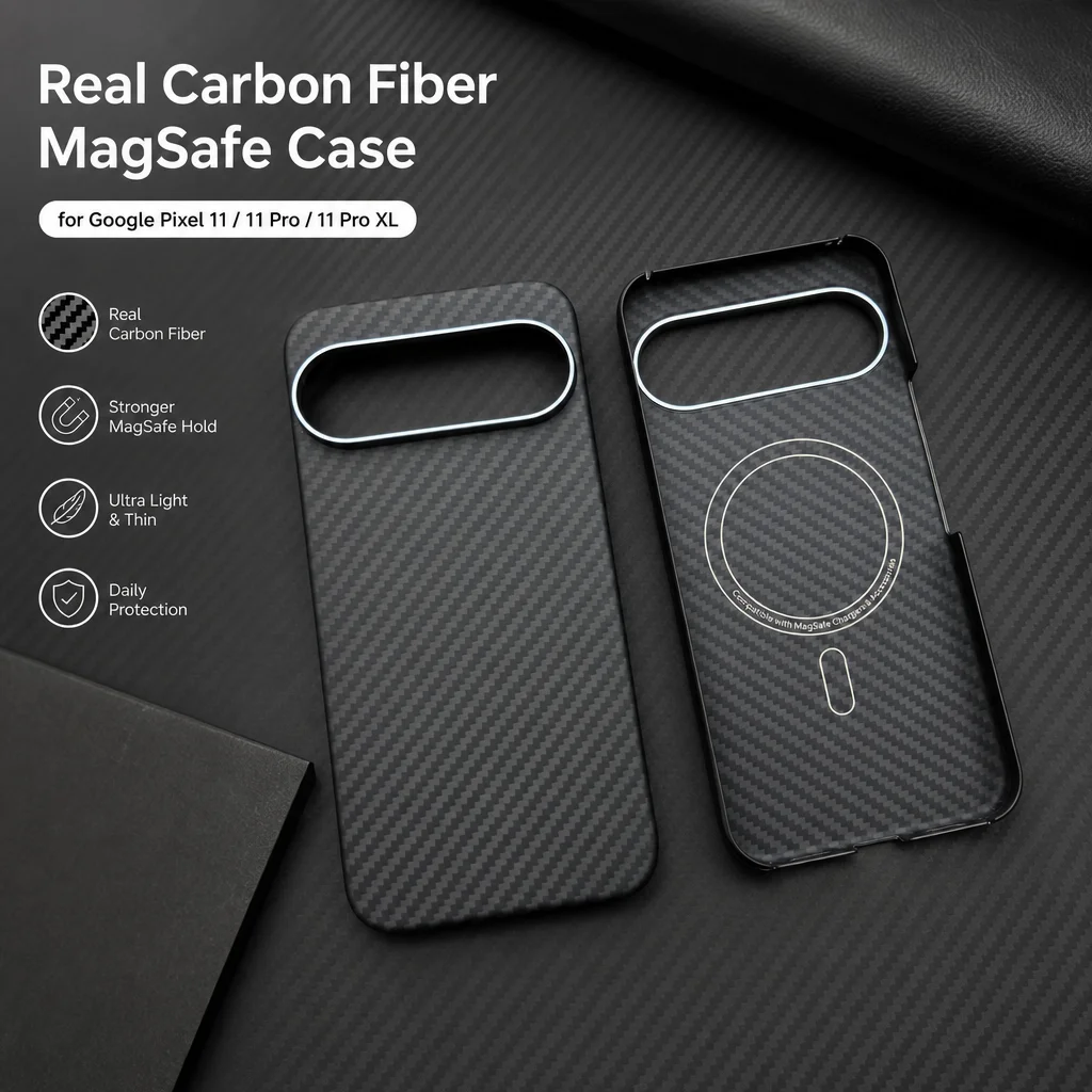 Image of 100% Carbonfaser Magnetische Hülle für Google Pixel 11 Pro XL 600D /1500D Superleichte Kevlar-Aramidfaser Schutzhülle