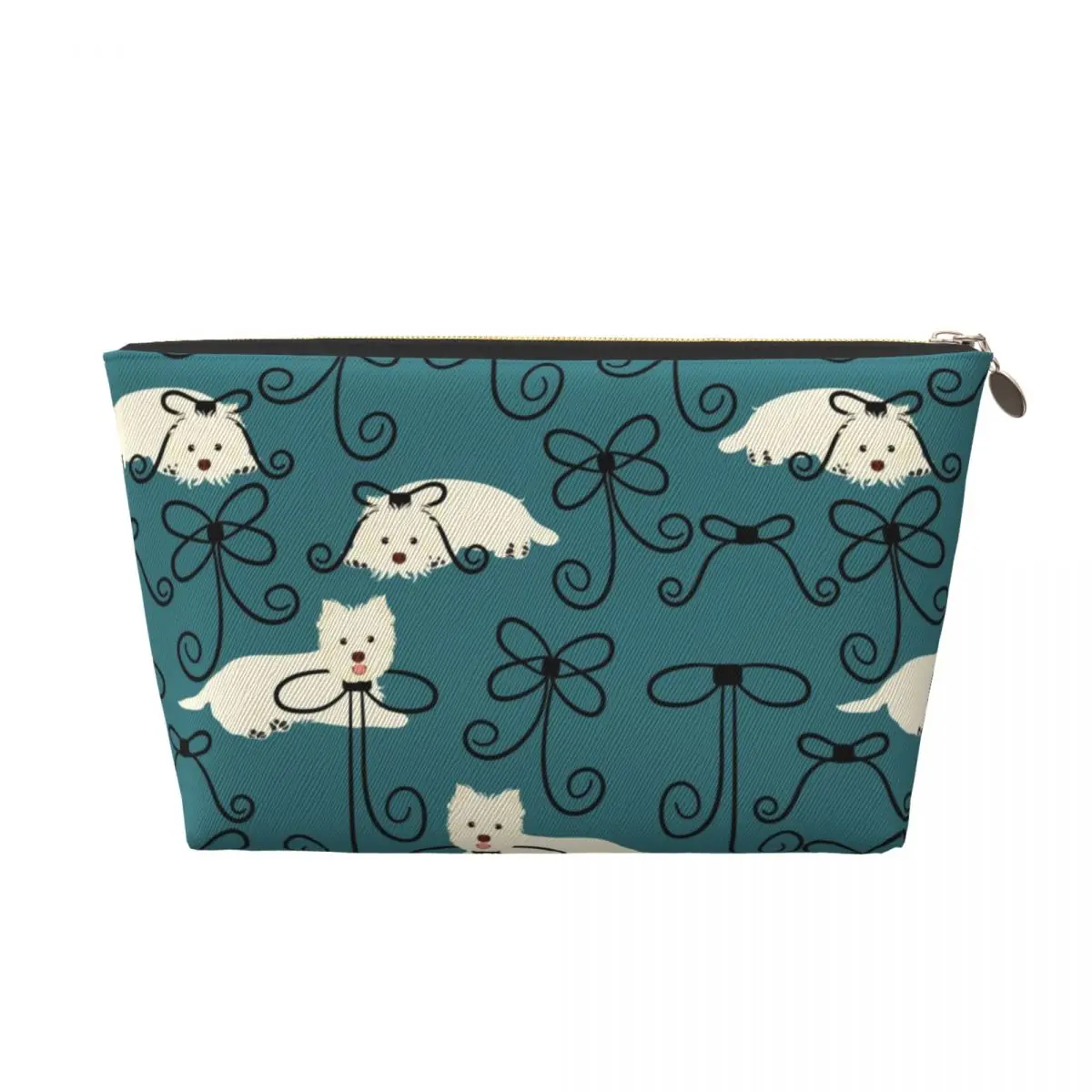 Custom West Highland White Terrier And Bow Travel Cosmetic Bag Westie Dog Makeup Toiletry Organizer Lady Beauty Storage Dopp Kit