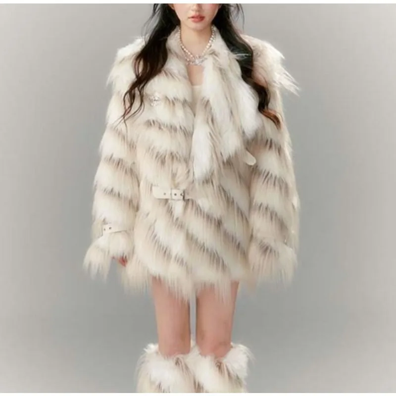 Herfst en winter imitatie vossenhaar nieuwe high-end mode slim fit jas milieuvriendelijke bontjas dames verdikt