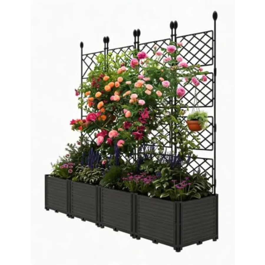 Modular Raised Garden Bed Planter Kit for outdoor use, galvanized steel, charcoal gray, rust-resistant and easy-assemble design