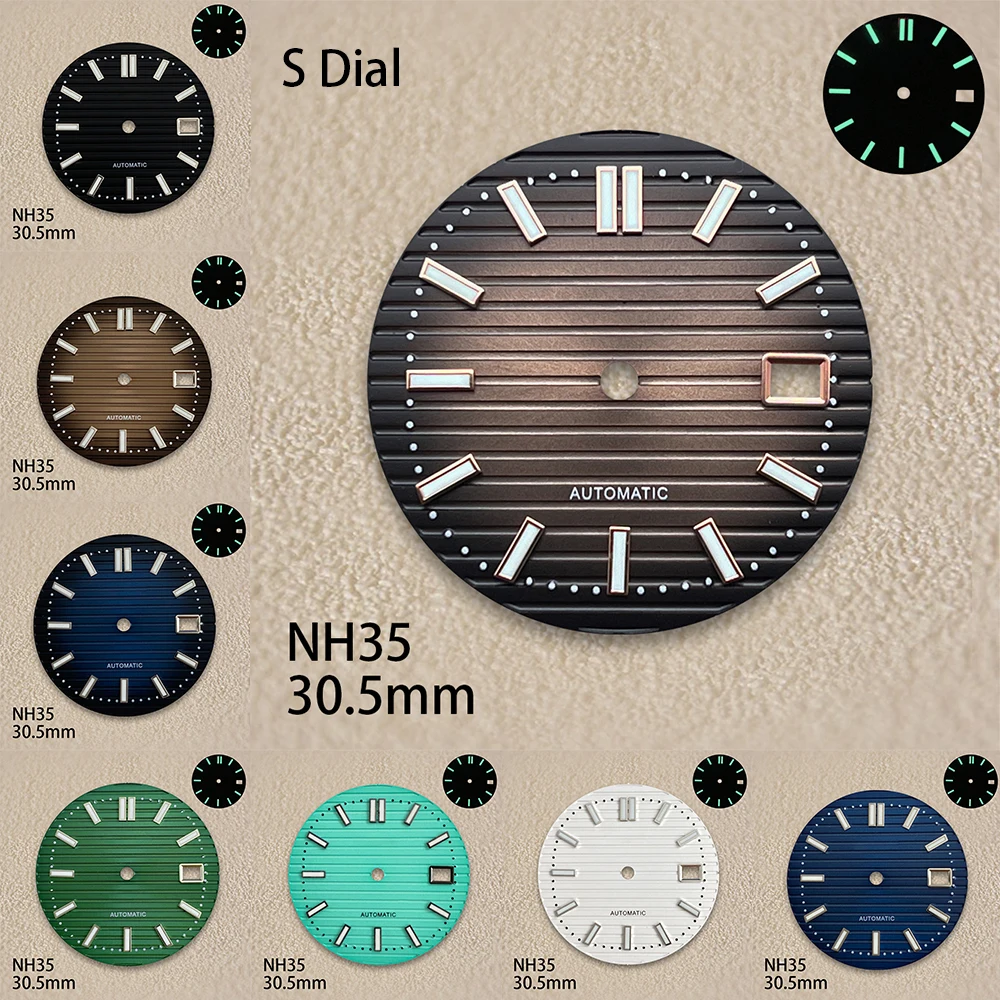 30.5mm s logotipo dial caber nh35/nh36/4r/7s movimento automático japonês verde luminoso acessórios de modificação de relógio de alta qualidade