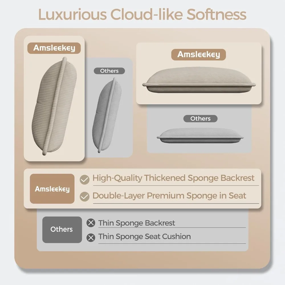 Modular Sectional Sofa, 111.5" U-Shaped Corduroy Comfy Sectional Couches for Living Room, 3-Seater Cloud Couches with 2 Movable