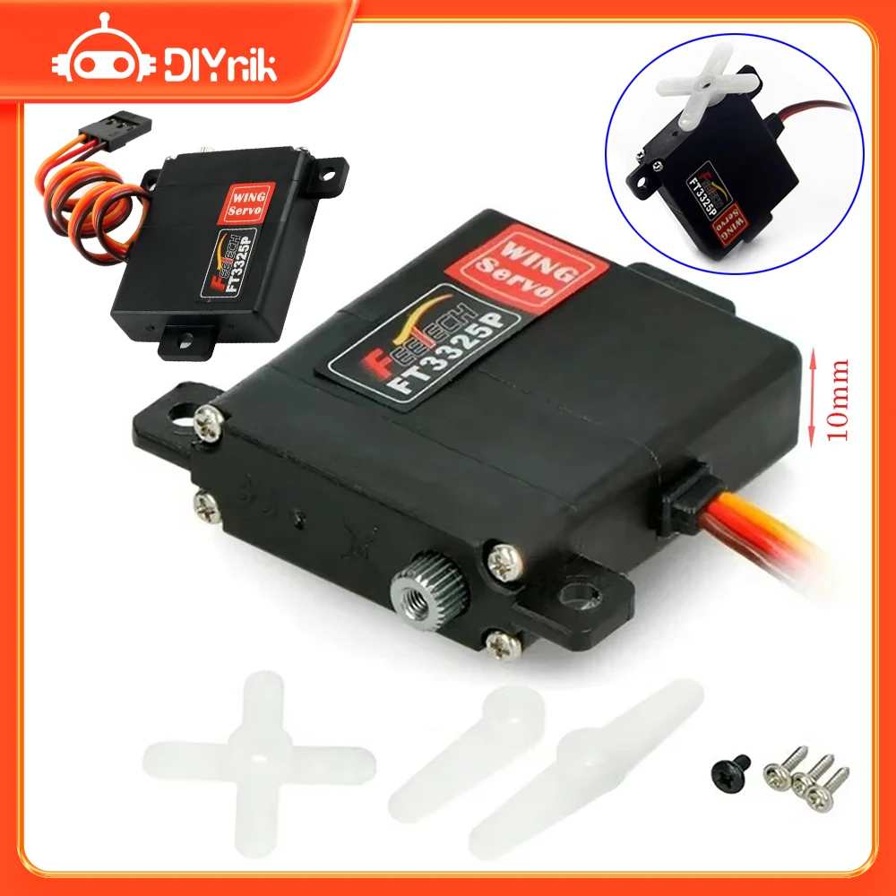 Servos d'aile FT3325P RC 6kg.cm, Servo numérique haute vitesse avec boîte de vitesses en métal, corps mince pour Drone RC à aile fixe, Robot comme Servo JX