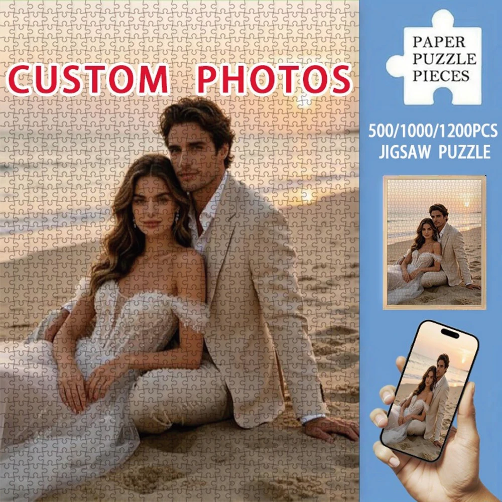 35/300/500/1048pcs Personalized Custom Photo Puzzle Couple Photos DIY Handmade Puzzles Photo Wall Art