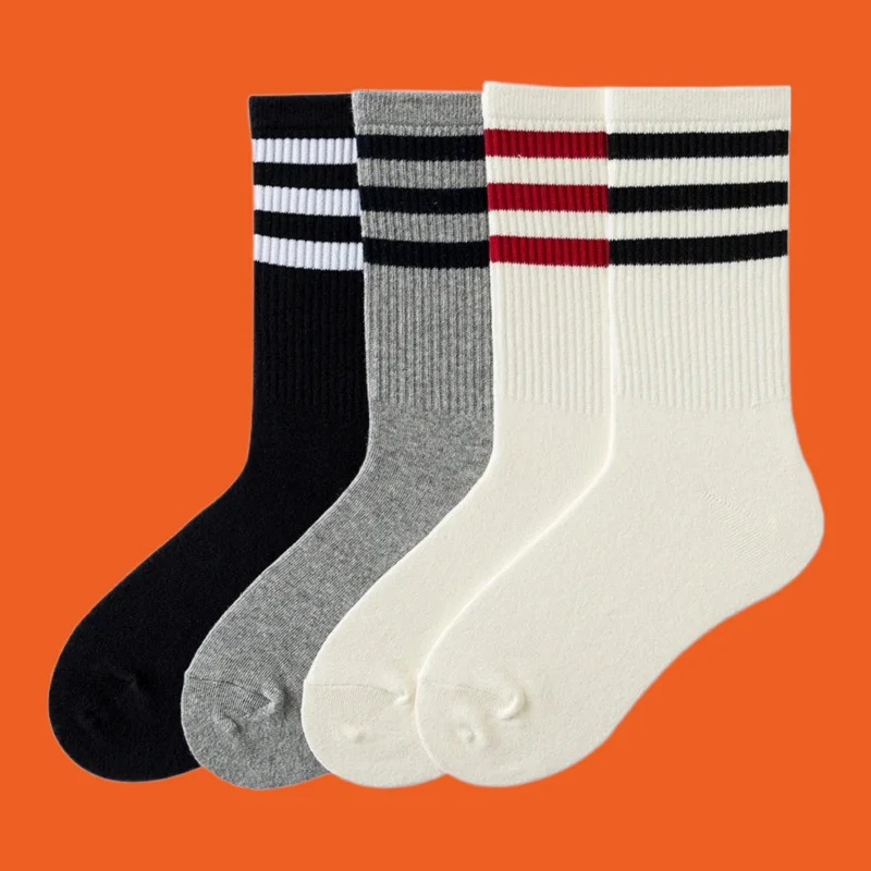 

3/6 Pairs Women Mid Tube Socks Striped Comfortable Casual Breathable Hip Hop Skateboard Female 2024 Fashion High Quality Socks