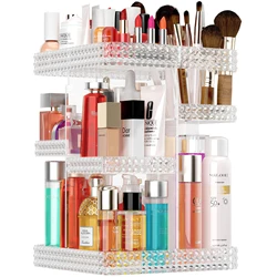 3 Tiers Makeup Organizer 360 Rotating Storage Makeup Display Case Large Capacity Detachable Cosmetic Storage Box for Desktop