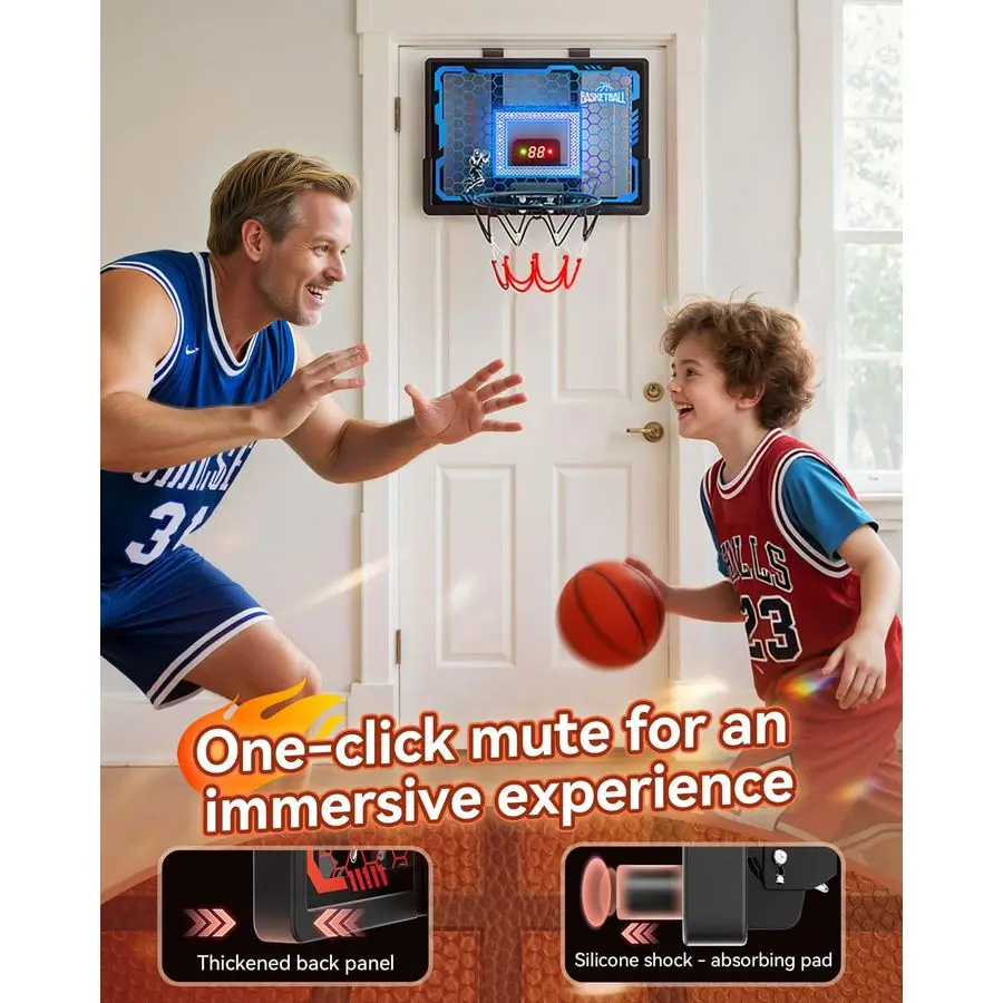 لعبة كرة السلة للأطفال برو كرة السلة هوب فوق الباب، 2026 طوق مطور جديد مع لوحة خلفية مضادة للتأثير، لوحة النتائج 4