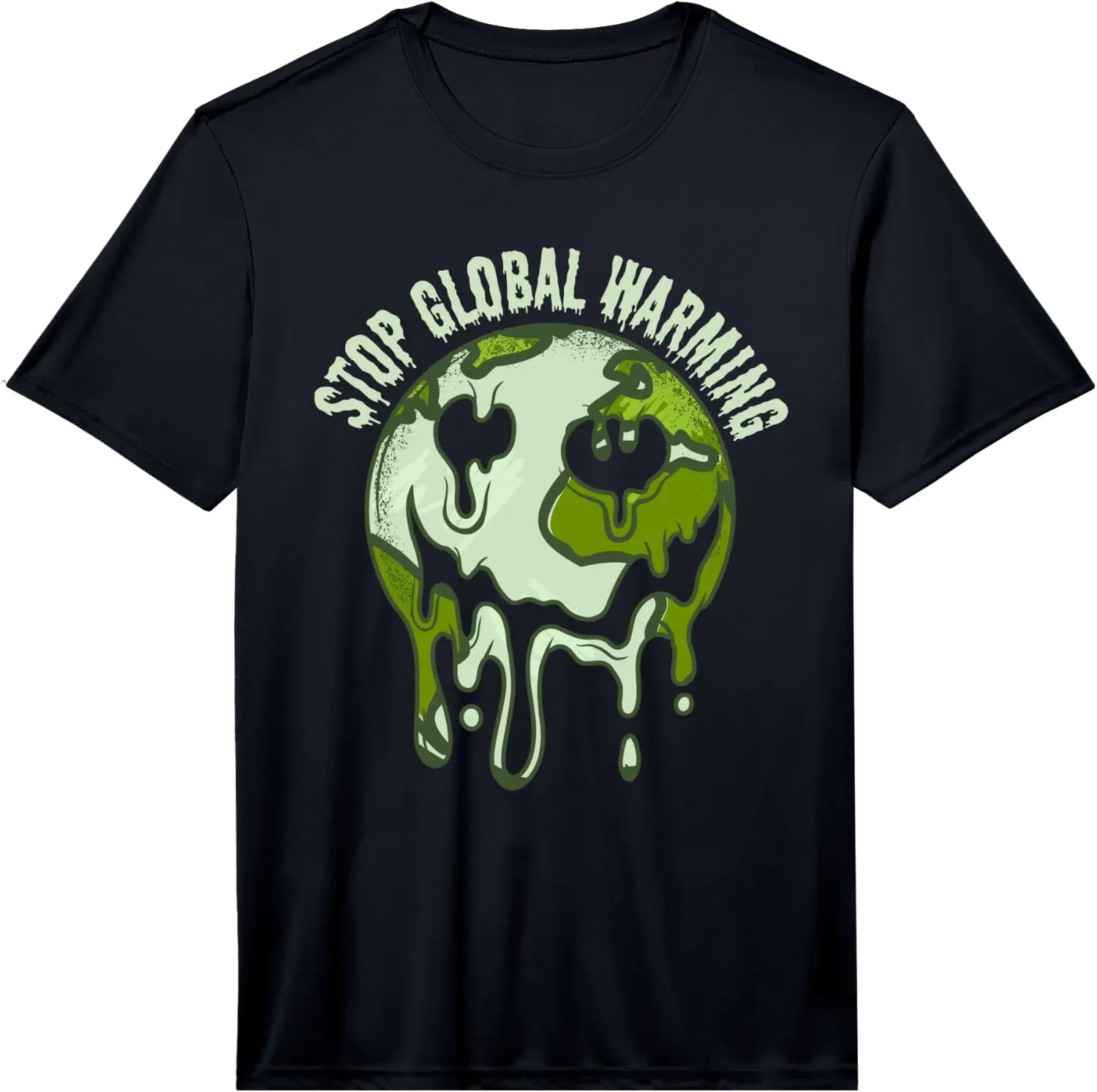Mens Stop Global Warming Melting Earth Message Performance T-Shirt 100% Cotton Trendy Y2K Short-Sleeve Tee – Soft, Quick-Drying, & Moisture-Wicking; Ideal for Sports or Casual Wear; Great Gift for Christmas or Halloween. Environmental.