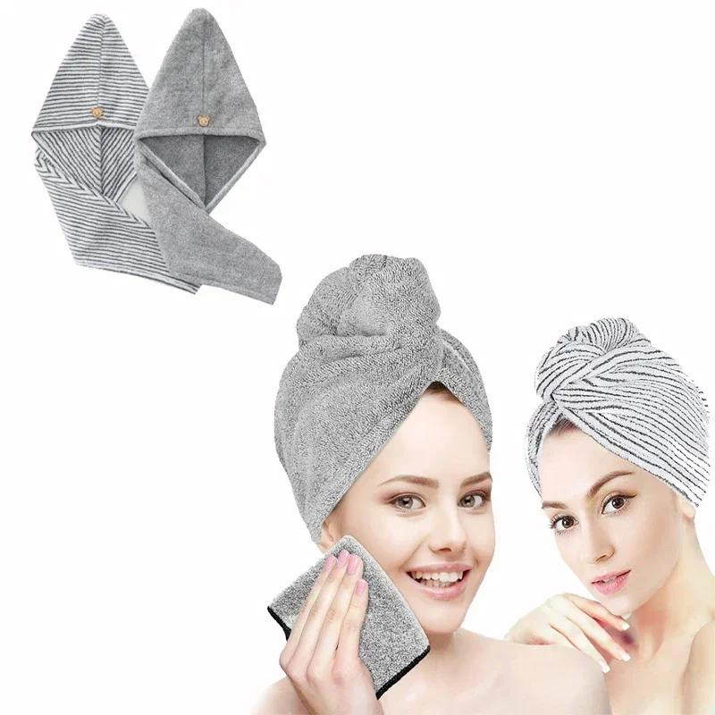 Toallas de fibra de carbón de bambú para el cabello, turbante para la cabeza de baño, secado rápido, Antifrizz, para el cabello, para mujeres y niñas