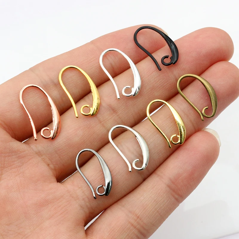 20pcs 19x10mm/17x9.5mm Brass French Earring Hooks Wire Settings DIY Small Earrings Hooks Jewelry Making Accessories Fingings