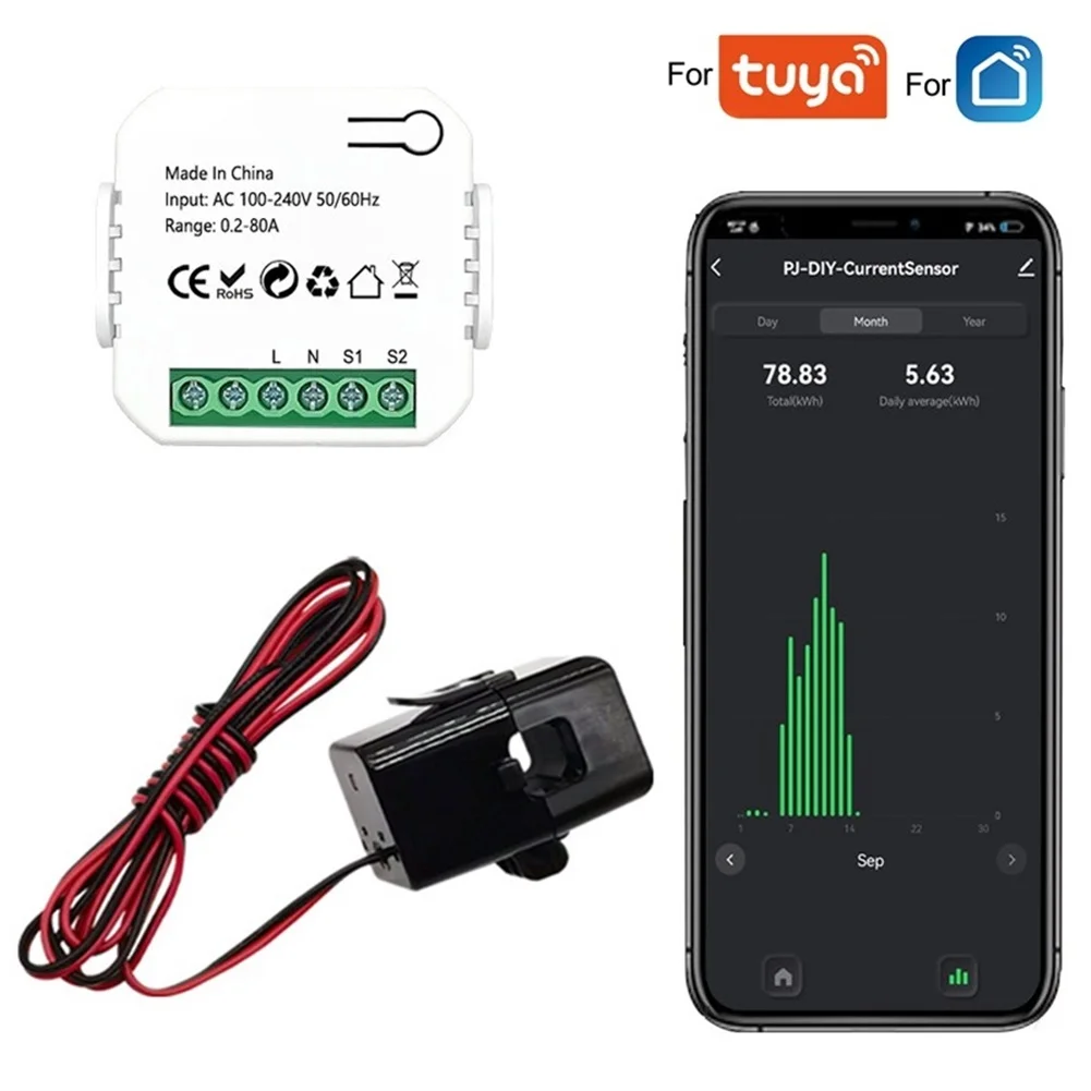 Para Tuya Smart 1/2 vías WiFi medidor de voltaje de energía 1/2 canales con abrazadera AC 110-240V 50/60HZ medidor de energía alternativa