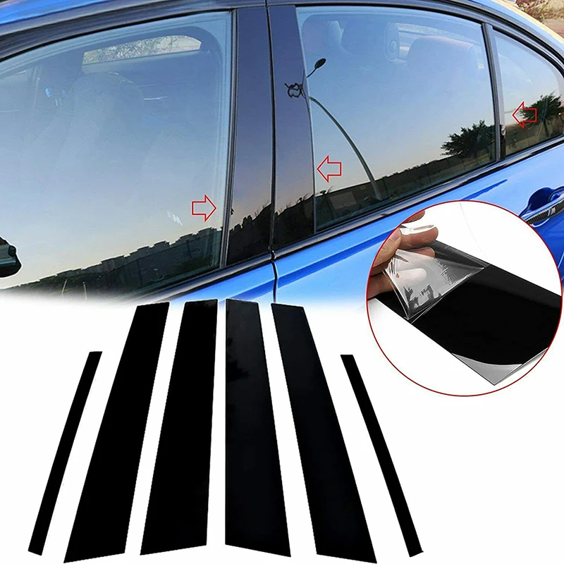 Glossy Black Window Door Column B C Pillar Post Cover Trim for BMW 3-Series E90 2005 2006 2007-2012 Decoration Stickers Styling