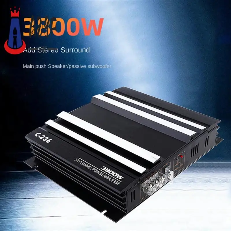 

A29F-3800W High Power Car Sound Amplifier 2-Channel Car 12V Amplifier Stereo Car Audio Receiver Parts For Car Audio Modification