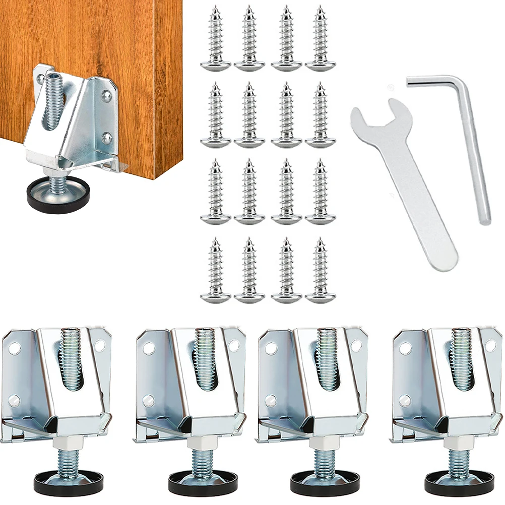 

4pcs Adjustable Furniture Heavy Duty Leveling Feet for Cabinets Wardrobes Table Legs Extendable Iron Scratch Resistant Swivel