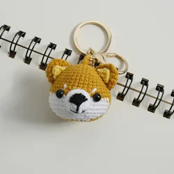 Cute Puppy Head Crochet Keychain Creative Handmaking Knit Dog Doll Gifts Kawaii Knitting Car Keys Keyrings Pendant Wholesale