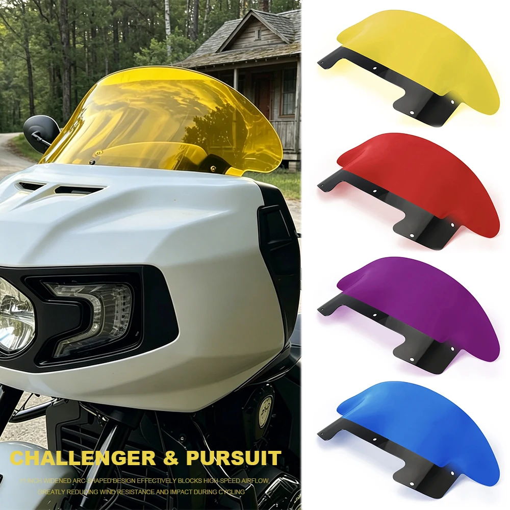 

Front Windshield For Indian Challenger Pursuit Dark Horse Limited PowerBand 2022-2025 11 Inch Motorcycle Windscreen Deflector