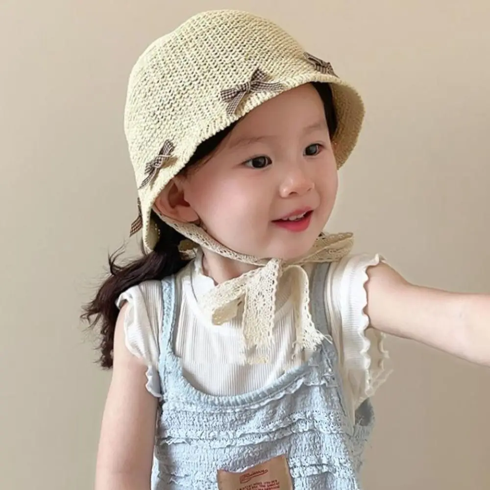 

Fashion Summer Baby Straw Hat Beach Travel Lace Straw Hat Outdoor Bow Children Panama Caps for Girls