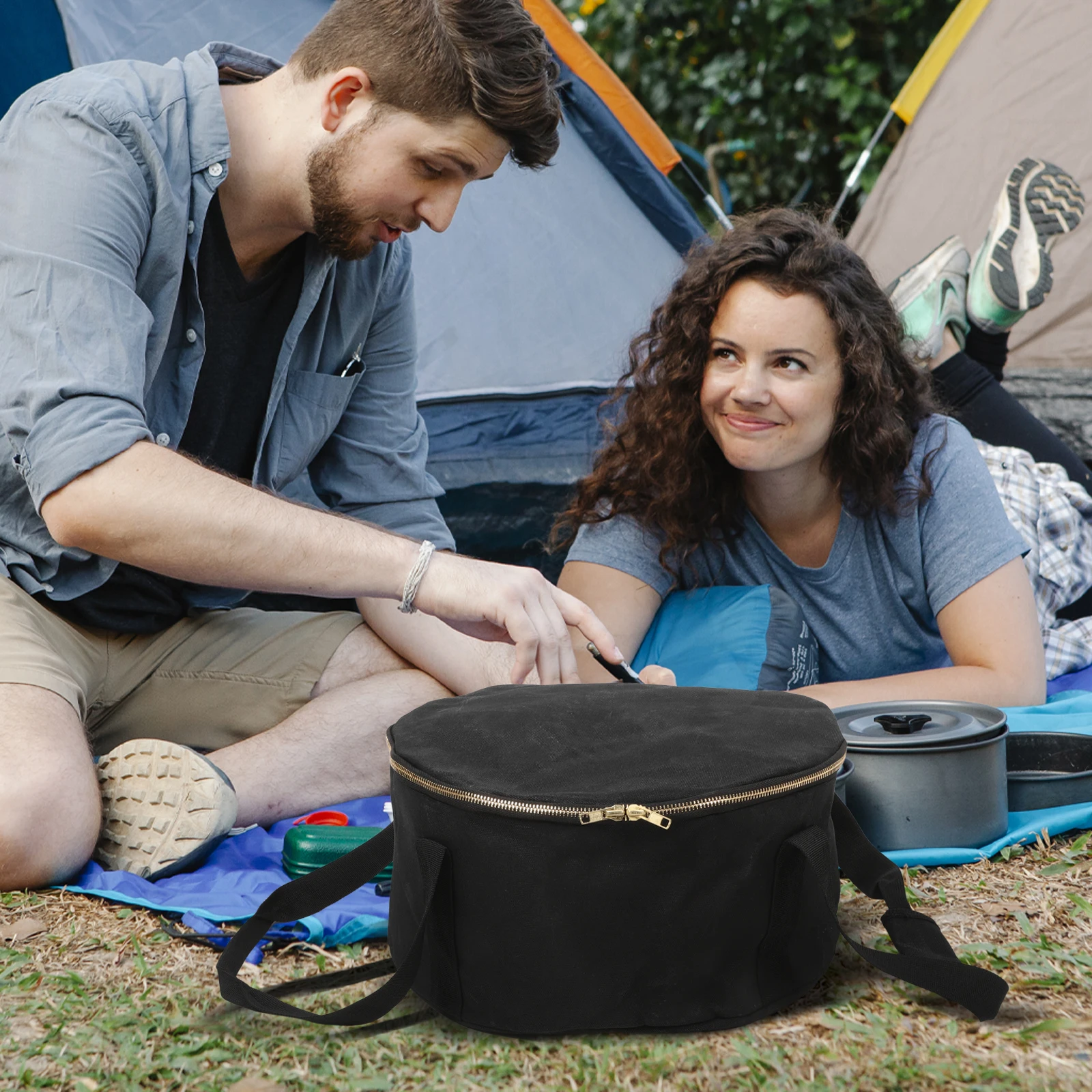 

Portable Cookware Storage Bag Heavy Duty Cloth Material for Camping Bbq Outdoor Baking Pans with Large Capacity Zipper and