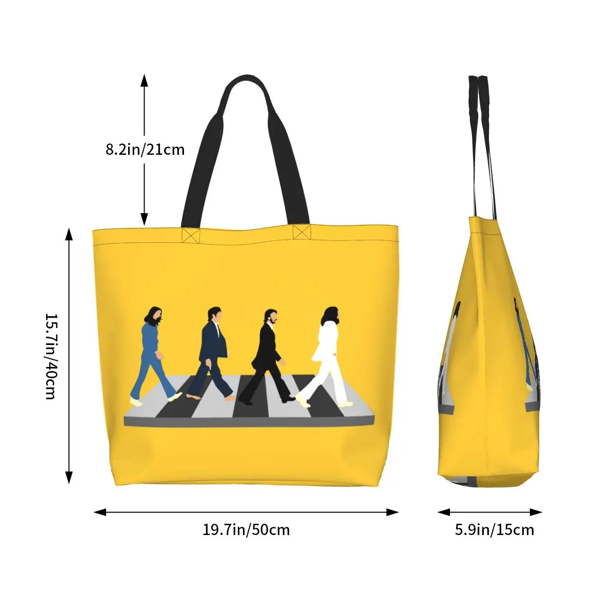The Beatle Walking Road Merch Crew Shopping Tote Bag Canvas Large Capacity Shoulder Bags Shopper Grocery Handbag for Women